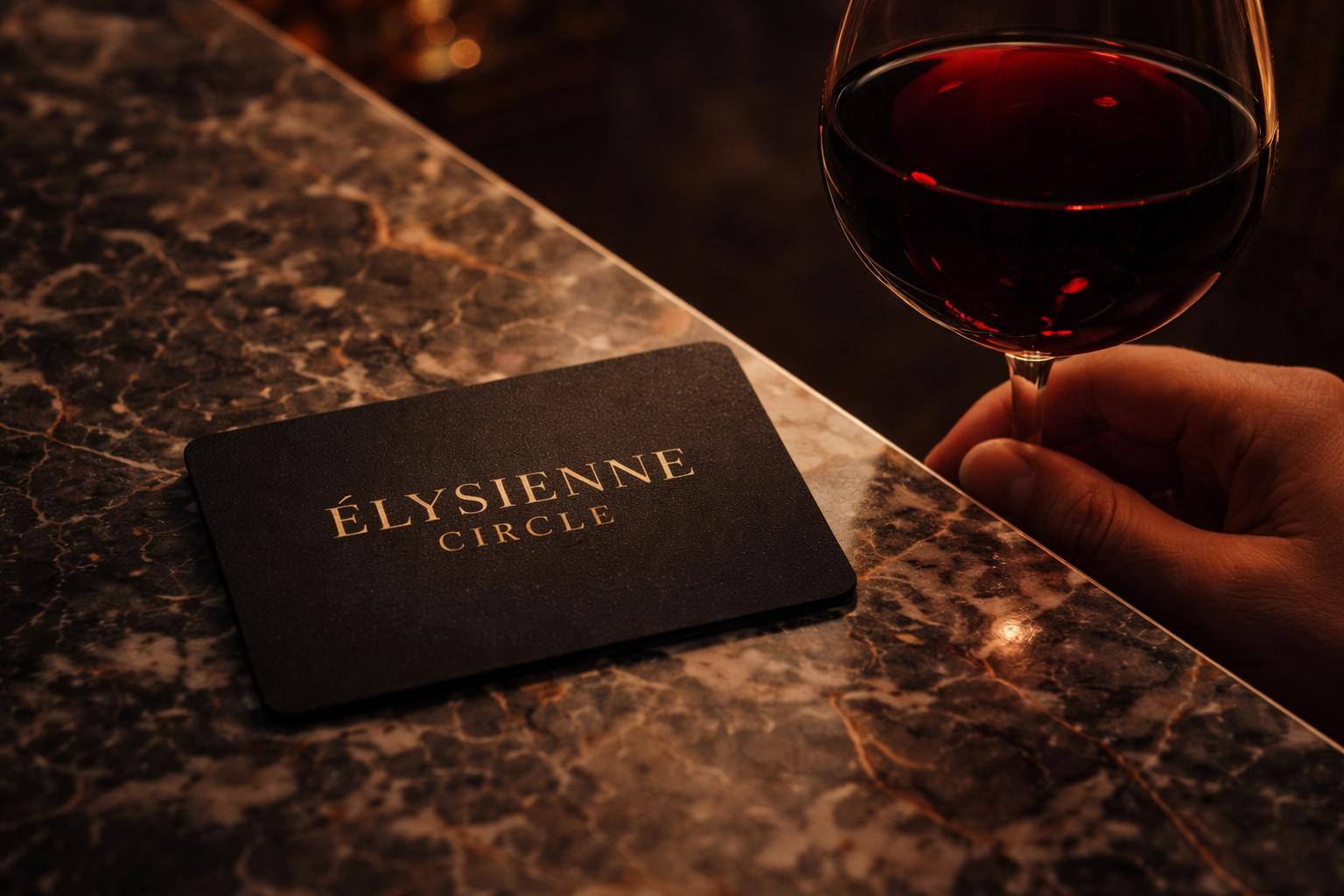 The Élysienne Circle™ — membership card on marble